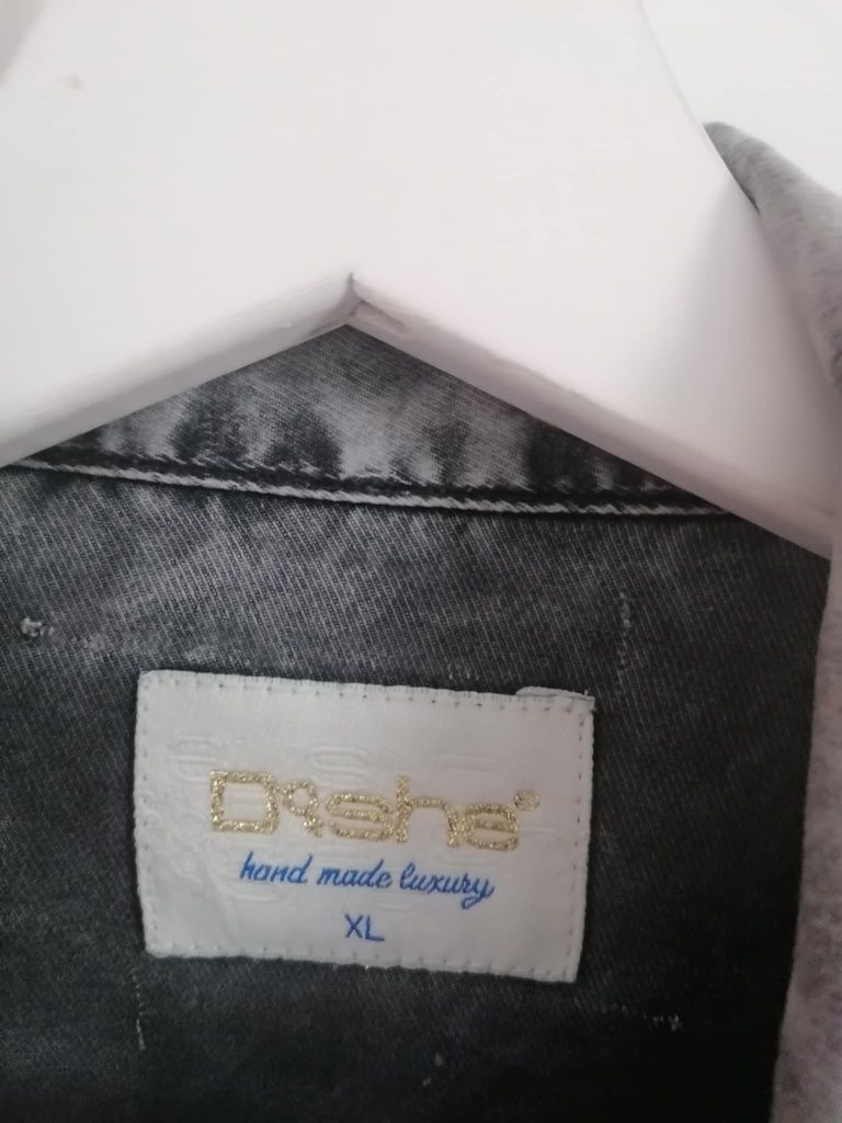 DISHE Dshe koszula jeans szara z kamieniami krysztalami tencel