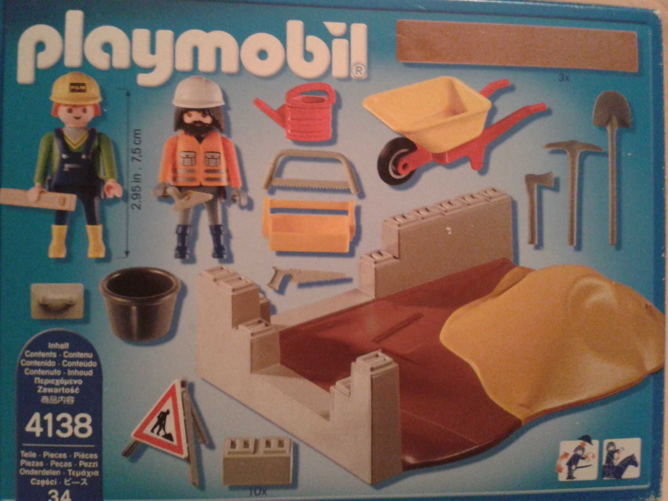 Dwa zestawy Playmobil tor wyścigowy i auta oraz plac budowy