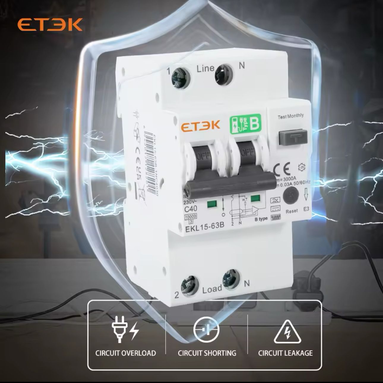RCBO Diferencial e Disjuntor 2 em 1 - TIPOB - Monofasico - 40a -30 ma