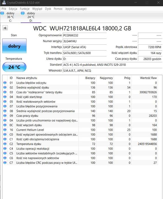 Dysk HC550 Ultrastar 18TB Gwarancja do Stycznia 2027!