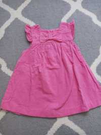 Różowa sztruksowa sukienka na 74