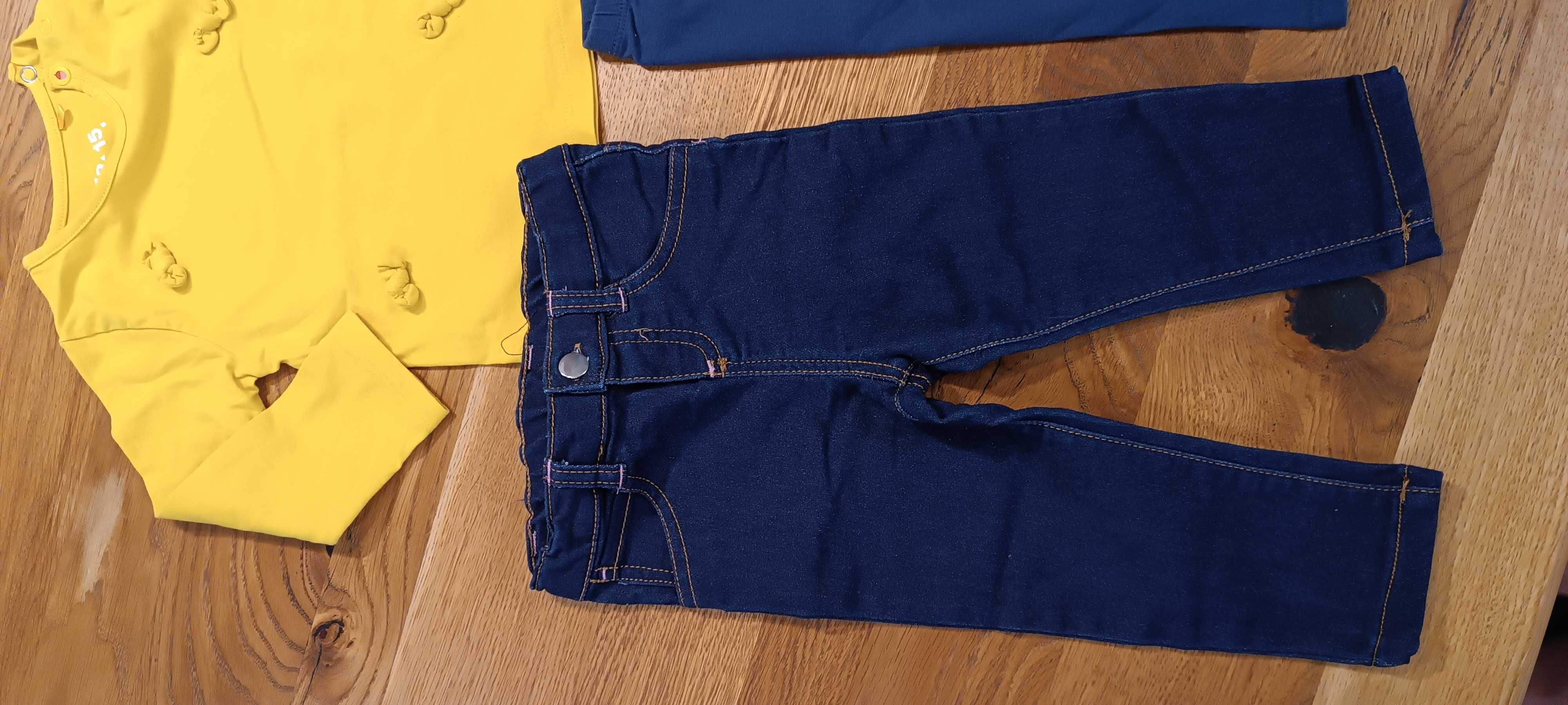 Bluzka leginsy i jeans dla dziewczynki roz 6-12 80 stan jak nowe