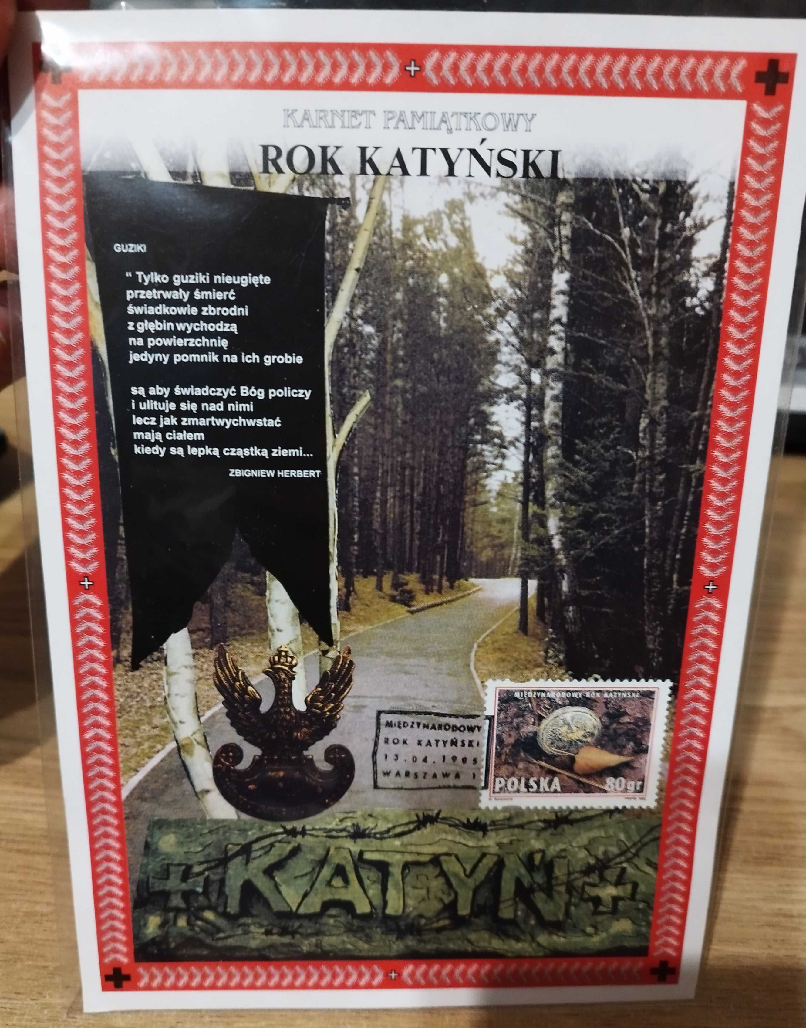 Znaczek karnet kolekcjonerski międzynarodowy rok Katyński 80gr