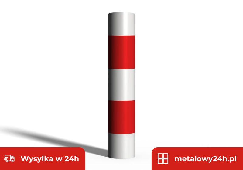 Słupek drogowy chodnikowy U-12c biało-czerwony blokada parkingowa