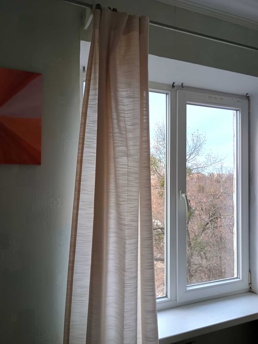 Довга щільна бежева штора до 220 шир 117см