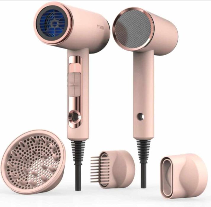 Mocna Suszarka jonizująca do włosów 2200W +akcesoria FUNTIN różowa