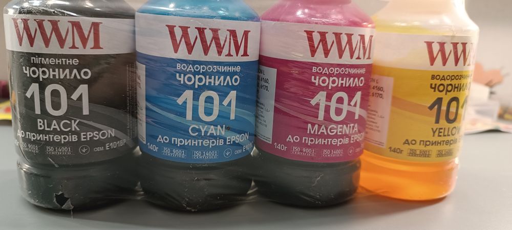 Чернила для Epson L3101 WWM 101 B/C/M/Y 4х140г.
Ціна вс