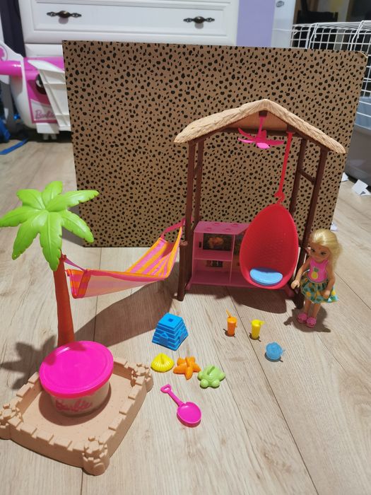 Barbie wakacyjny plac zabaw Chelsea hamak piaskownica akcesoria lalka