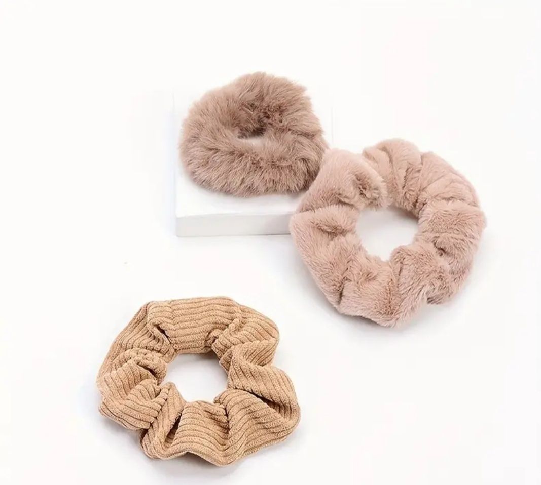 Nowy zestaw gumek do włosów Scrunchie 7 sztuk puchate