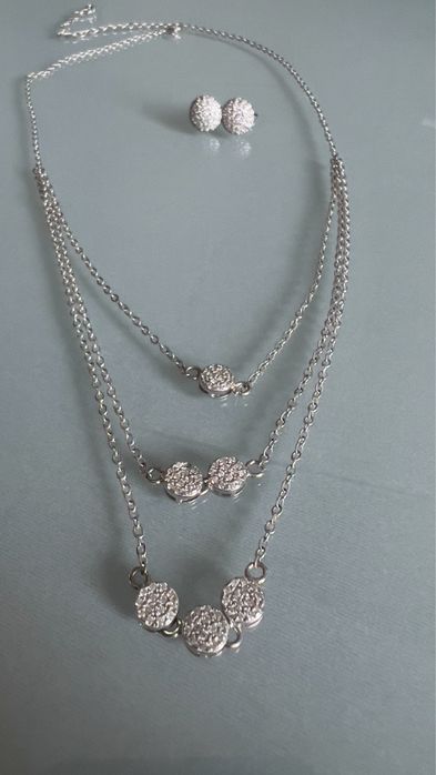 Серебряный набор - колье и серьги-пусеты