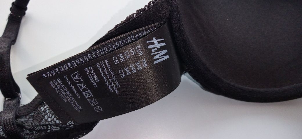 Czarny biustonosz H&M 75B jak nowy
