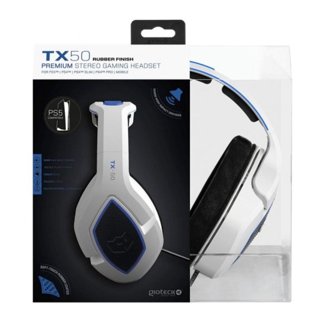 Auscultadores GIOTECK TX-50 stereo gaming headset White/Blue PS5