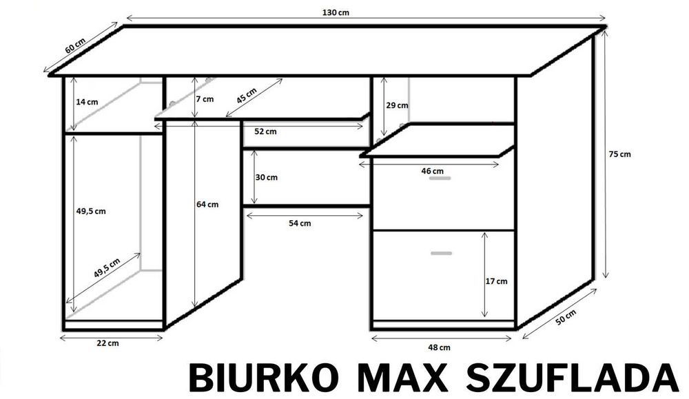 Biurko Max z Szufladą na drukarkę białe do pokoju lub biura