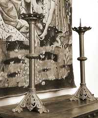 Duże świeczniki mosiężne Europa XIX wiek 58 cm