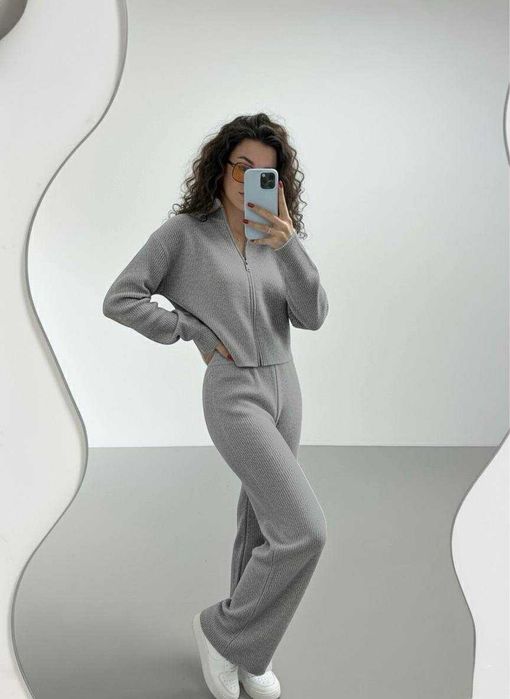 Жіночий теплий ангоровий костюм з ангори кофта і штани палаццо