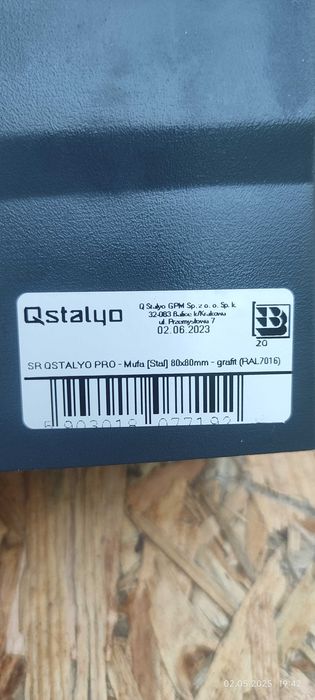 Муфта труби квадратна Ø80 колір Графітовий