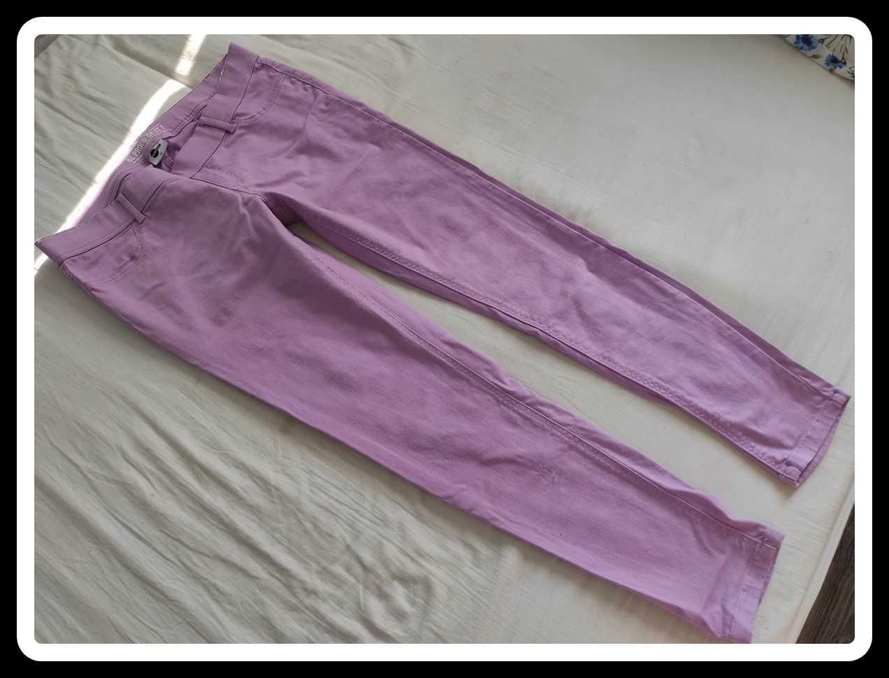 Liliowe spodnie everme rozmiar XL 42 elastyczne jegginsy