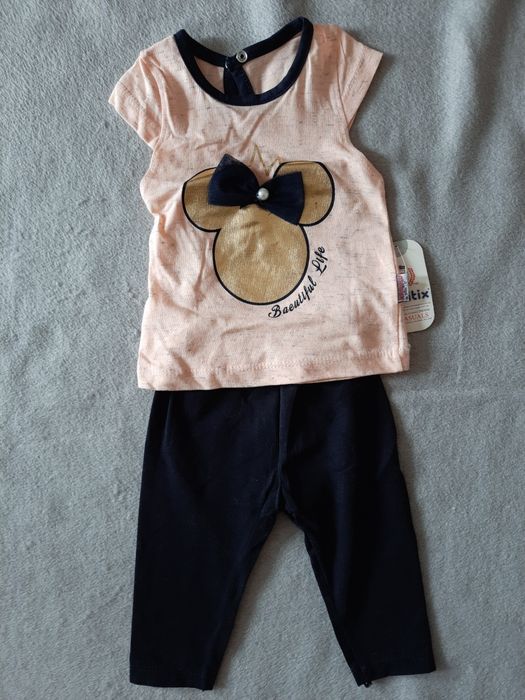 Komplet bluzeczka i spodnie 62 dla niemowlaka myszka Minnie Miki kokar