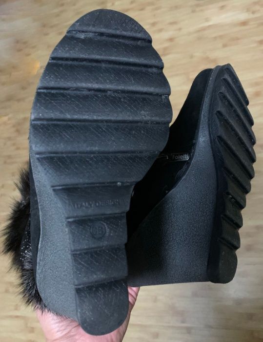 женские сапоги натуральная кожа мех замша Foletti