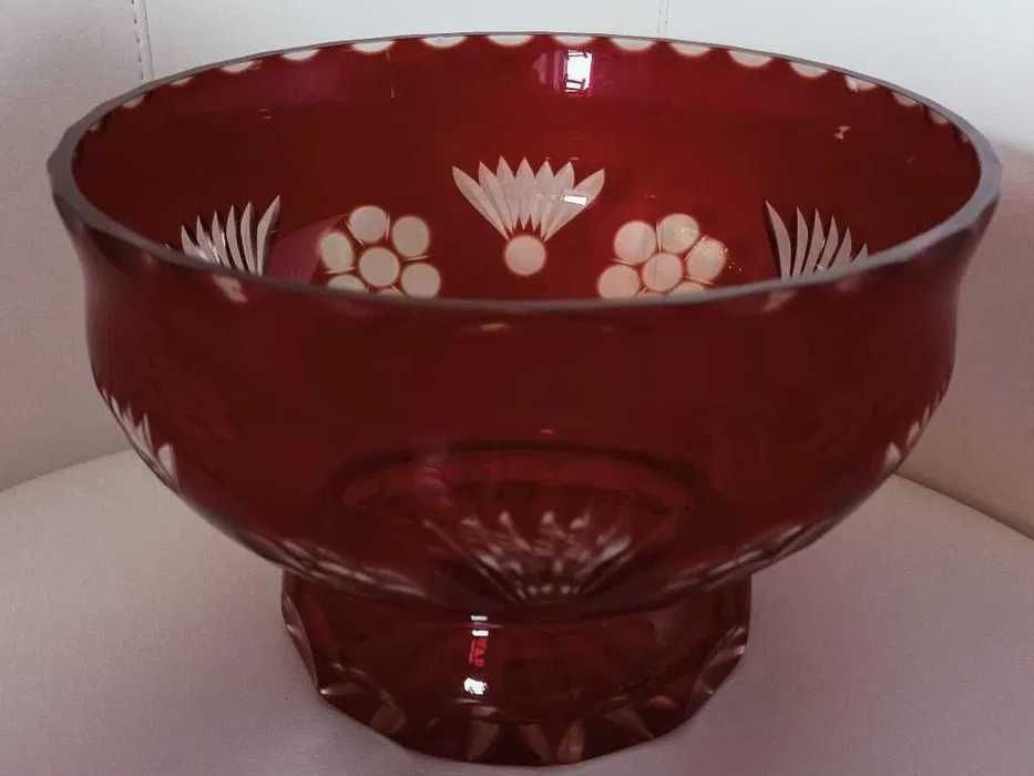 **ŚWIĘTA**DUŻA patera żardiniera RUBIN kryształ Nachtmann 1970+