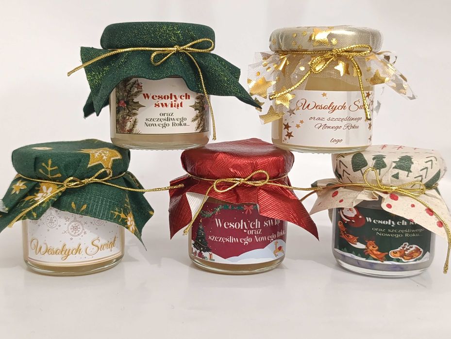 podziękowania dla gości dla klientów małe miodki miód z logo