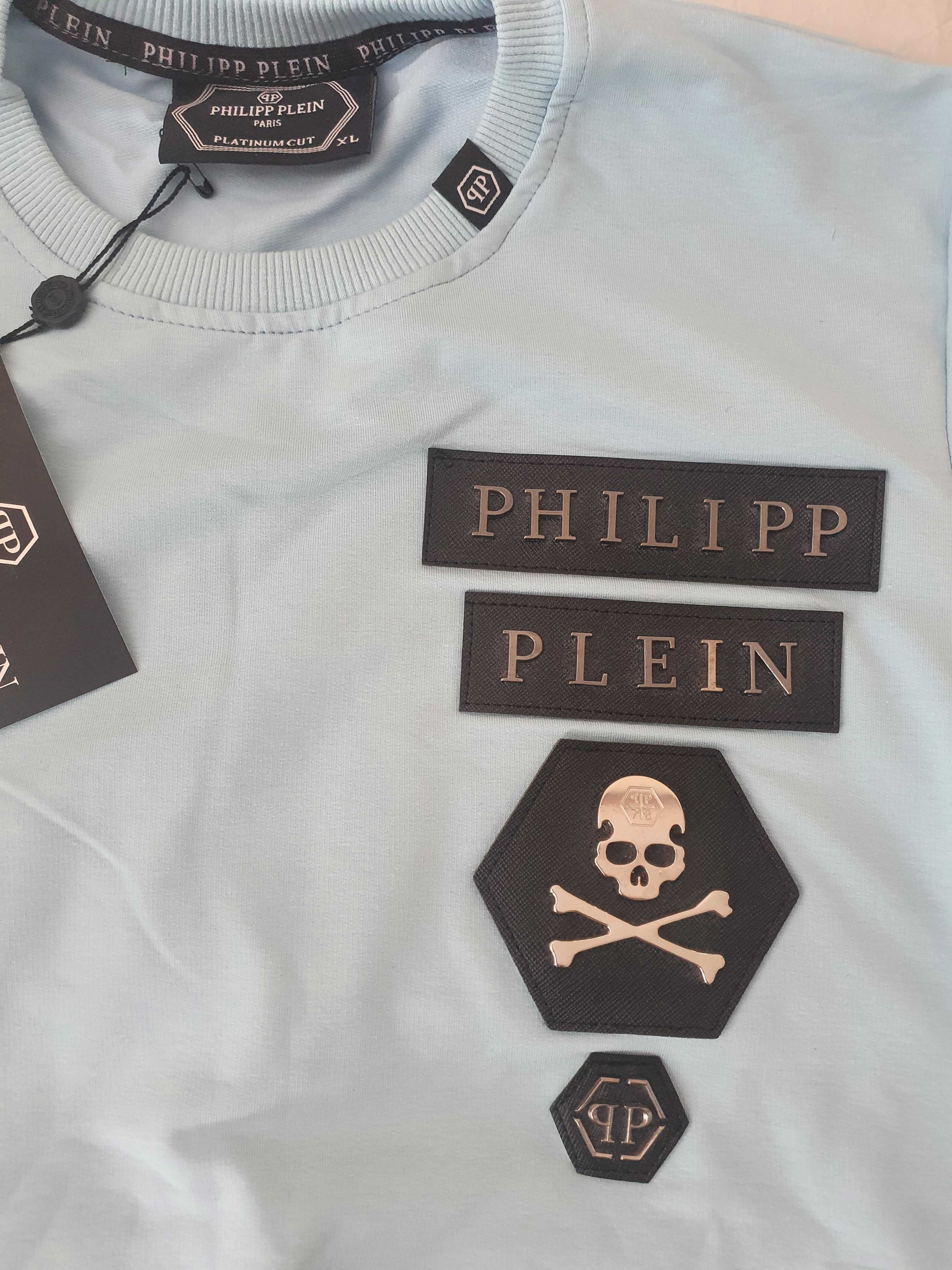 NOWA męska bluza Philipp Plein bluzka klasyk PP xl błękit baby blue