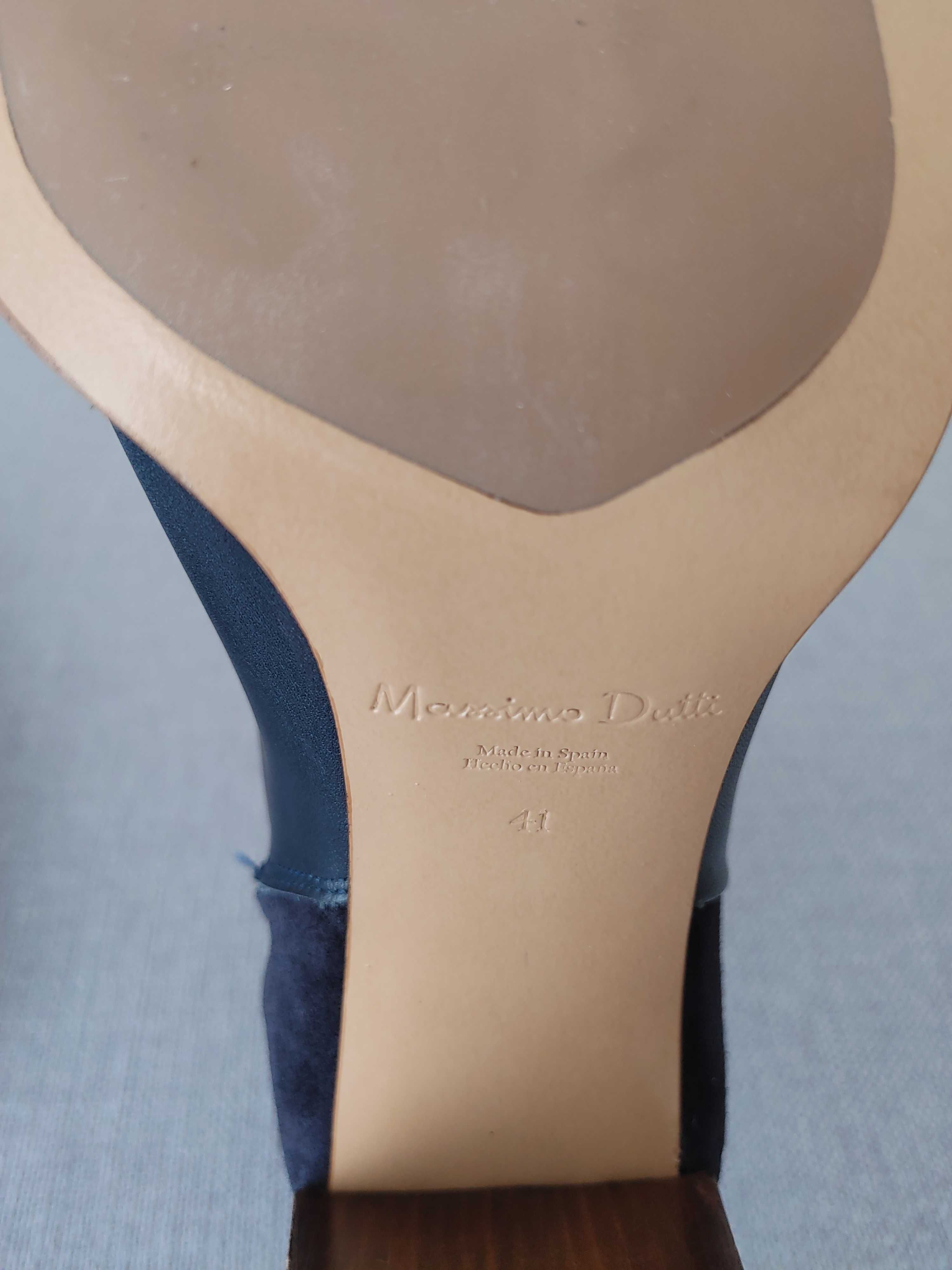 Botas pele azul escuro Massimo Dutti