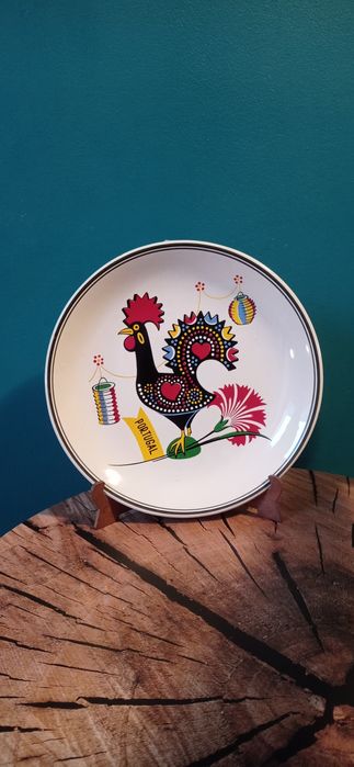 Vintage Portugalia ceramiczny talerz dekoracyjny kogut z Barcelos