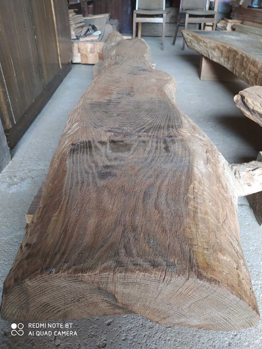 Stary bal dębowy monolit, rustykalne, deski, drewno z odzysku, loftowy