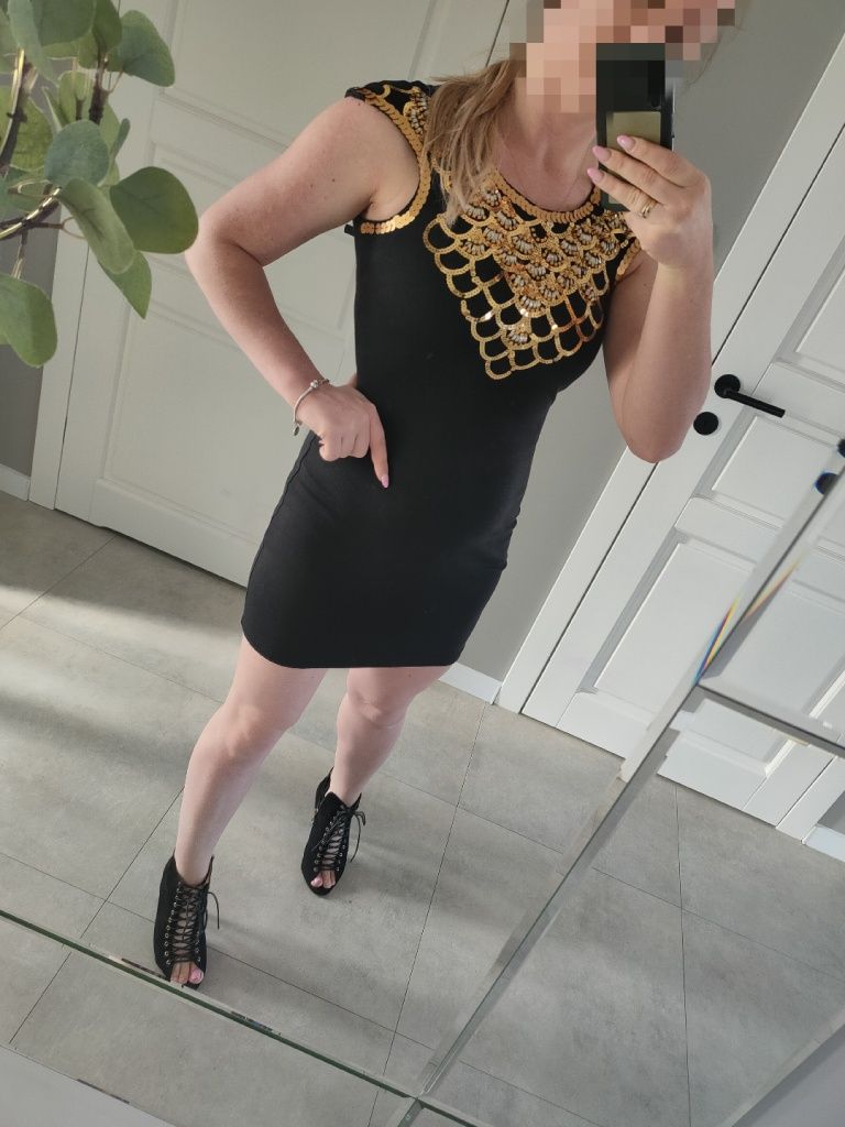 Sukienka mini Pixie lott lipsy London S 36 cekiny cekinami