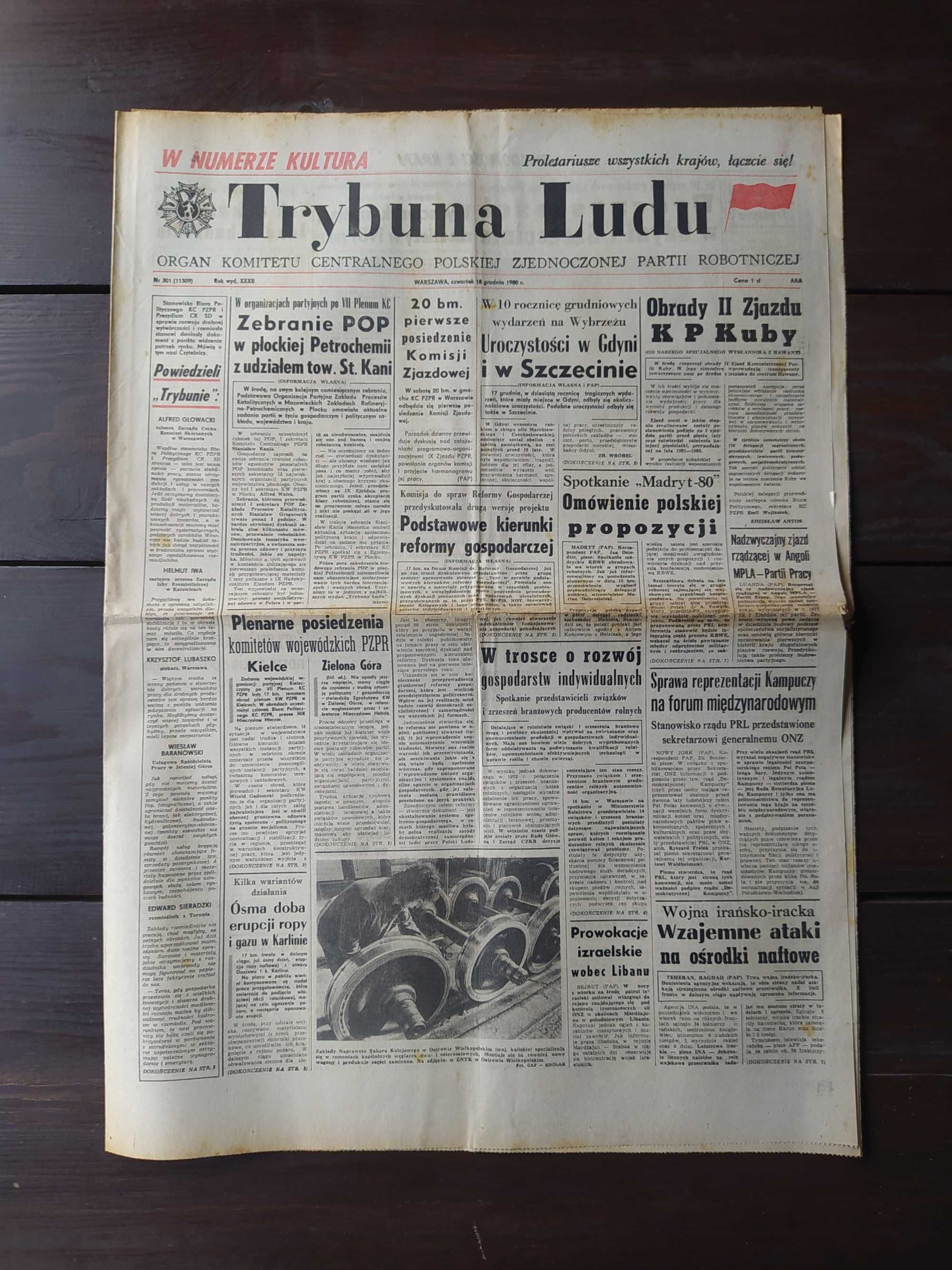 Gazeta TRYBUNA LUDU Nr 301 (11309), 18 XII 1980r. PRL