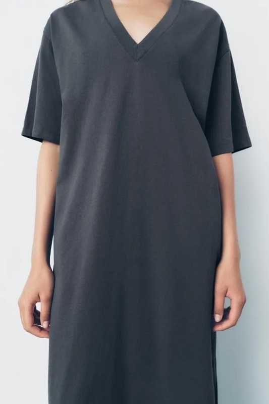 Сукня футболка міді із щільної бавовни Zara -  S