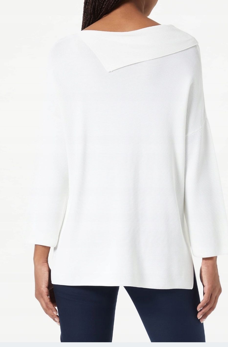 Sweter damski biały z wywijanym golfem L/XL