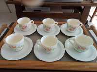 Serviço de porcelana de 6 chávenas de café