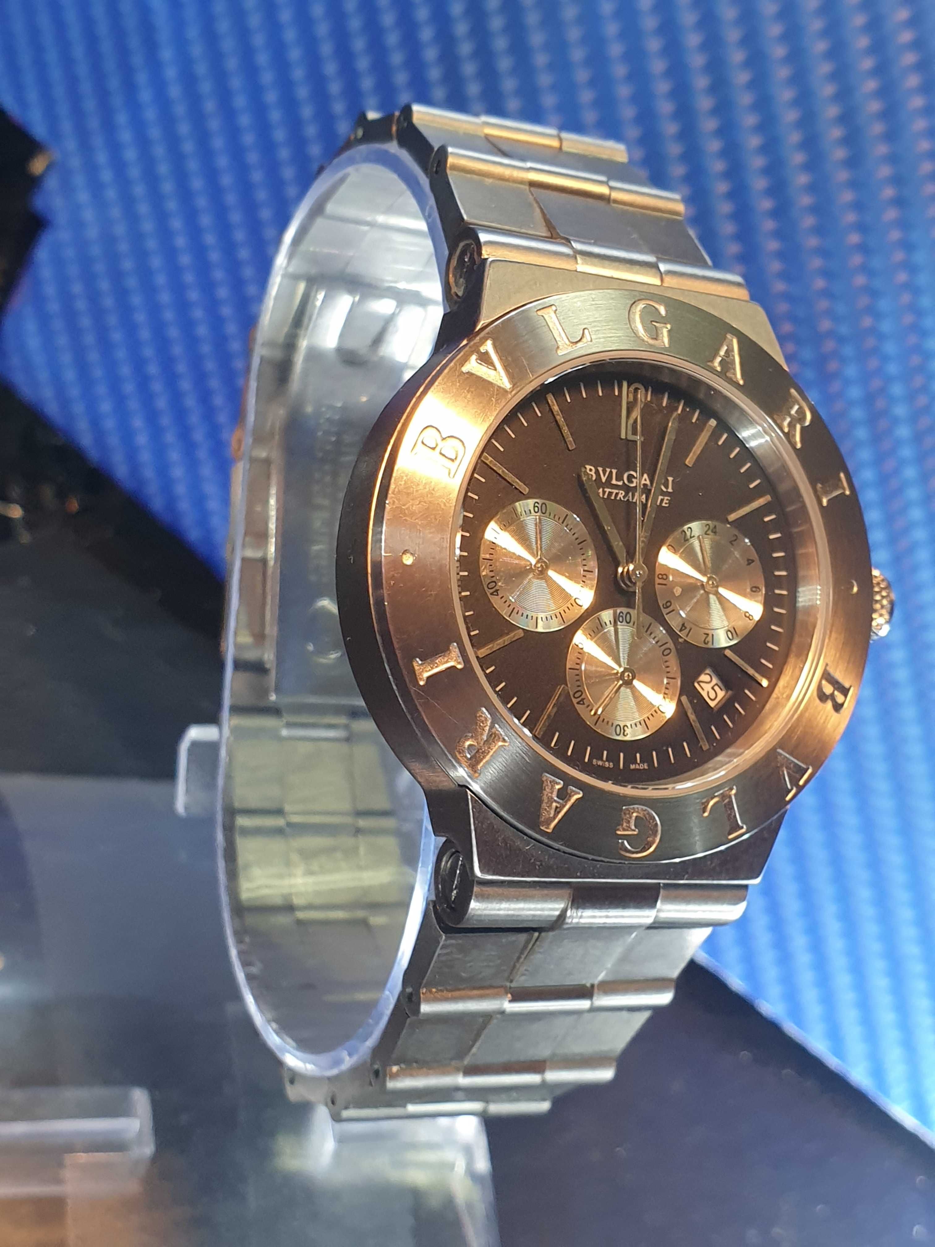 Meski zegarek na bransolecie Bvlgari rattrapante chronograf