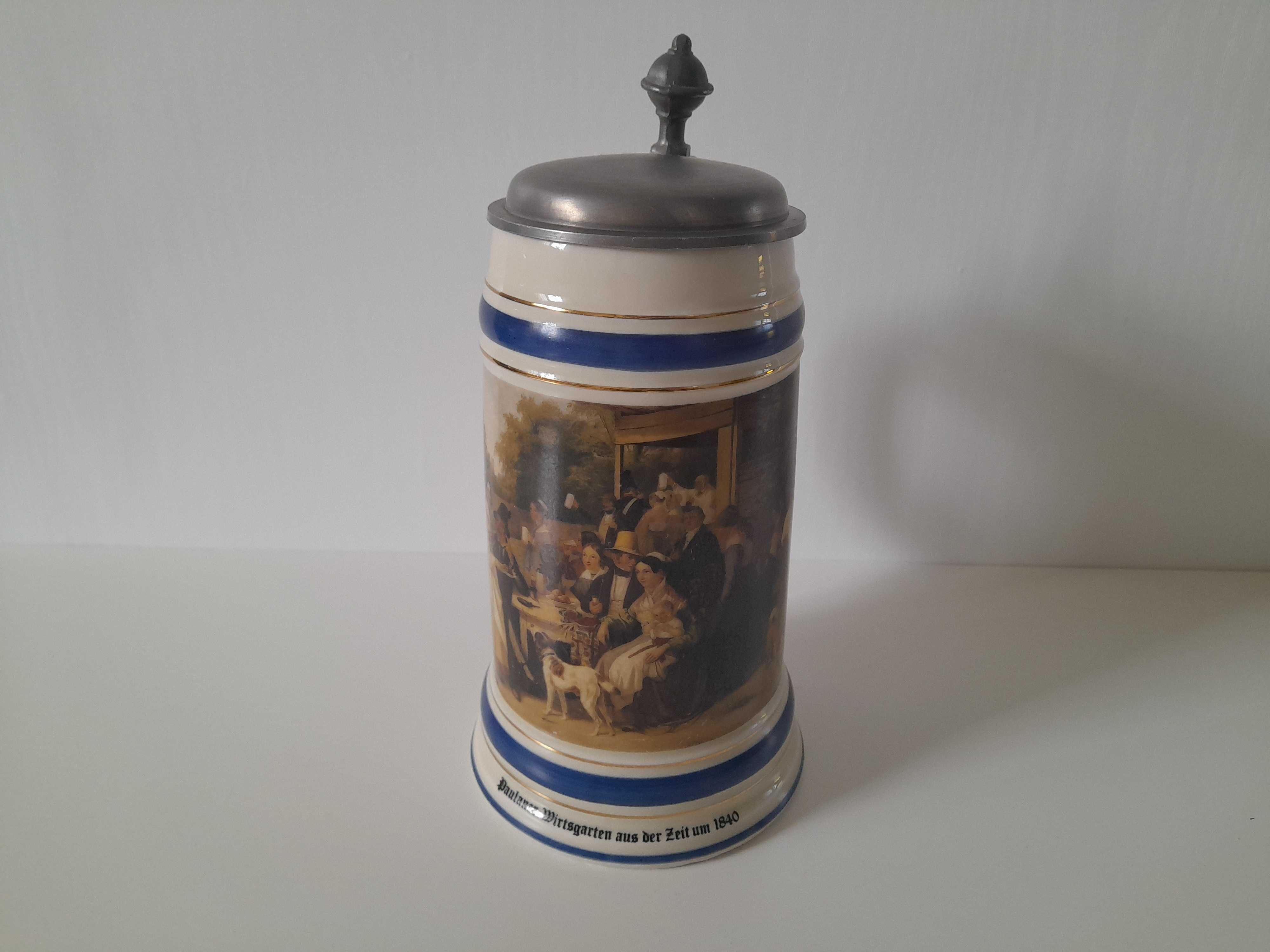 Duży stary KUFEL cynowy Paulaner 1840 kolekcja vintage l.70-te unikat