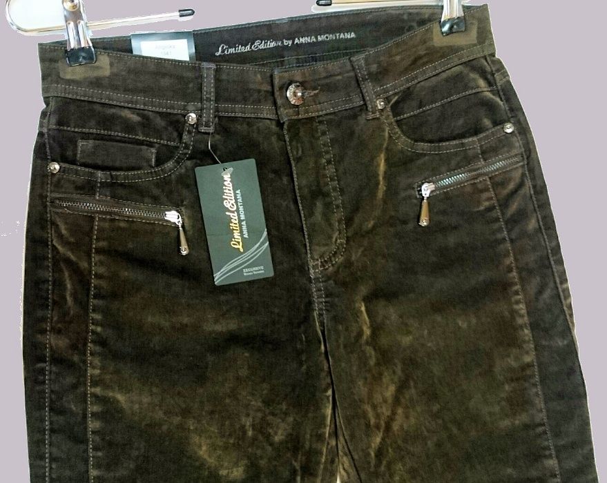 Jeans - imitacja zamszu w kolorze khaki r.38 ANNA MONTANA