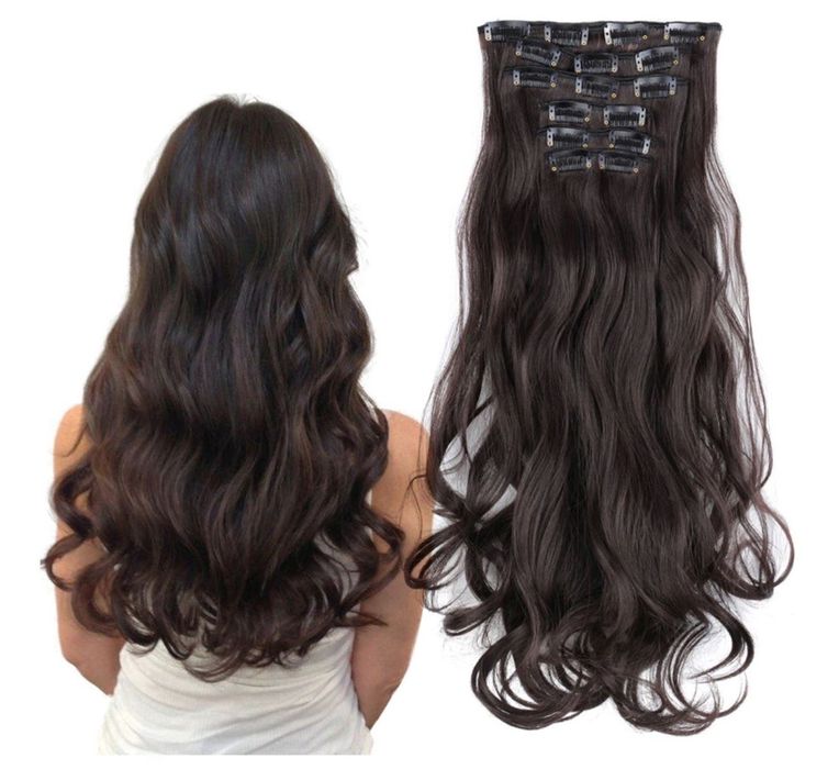 Extensoes Banda Tictac Liso Encaracolado Natural parece Cabelo Humano