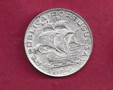 MOEDA da Republica  10$ escudos 1940  Prata  Bela