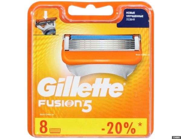 Сменные кассеты Gillette Fusion 8 шт. в упаковке