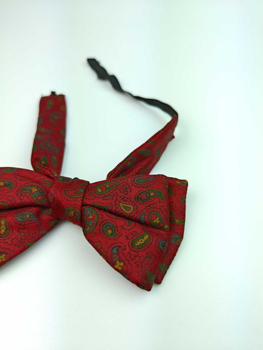 Czerwona jedwabna muszka mucha paisley paz40