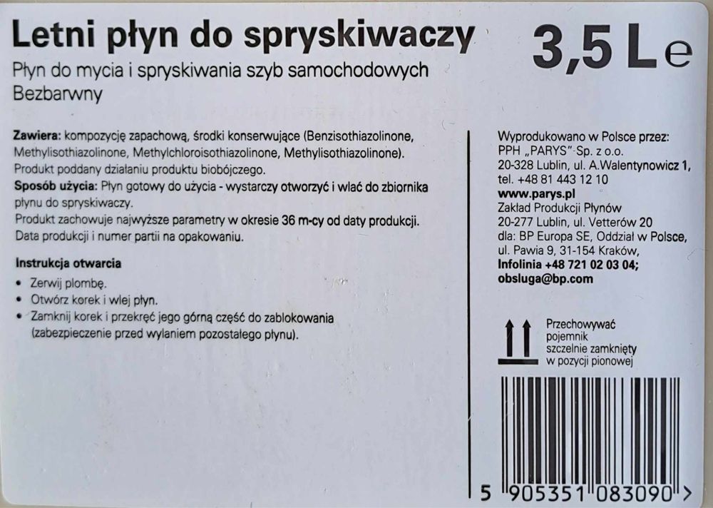 letni plyn do spryskiwaczy 3,5l