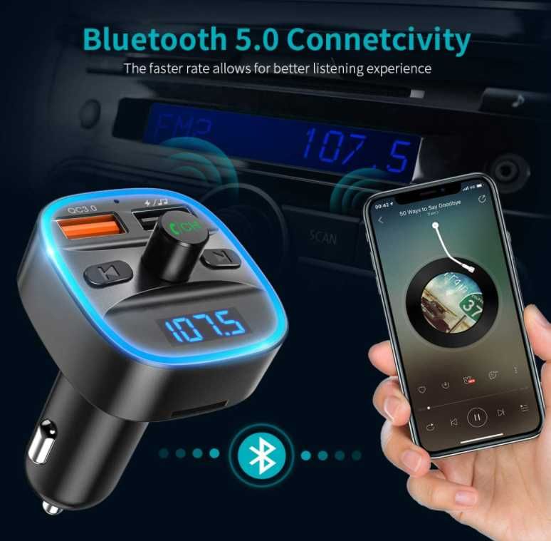VICTSING bh378a Transmiter FM Bluetooth 2xUSB LED ładowarka