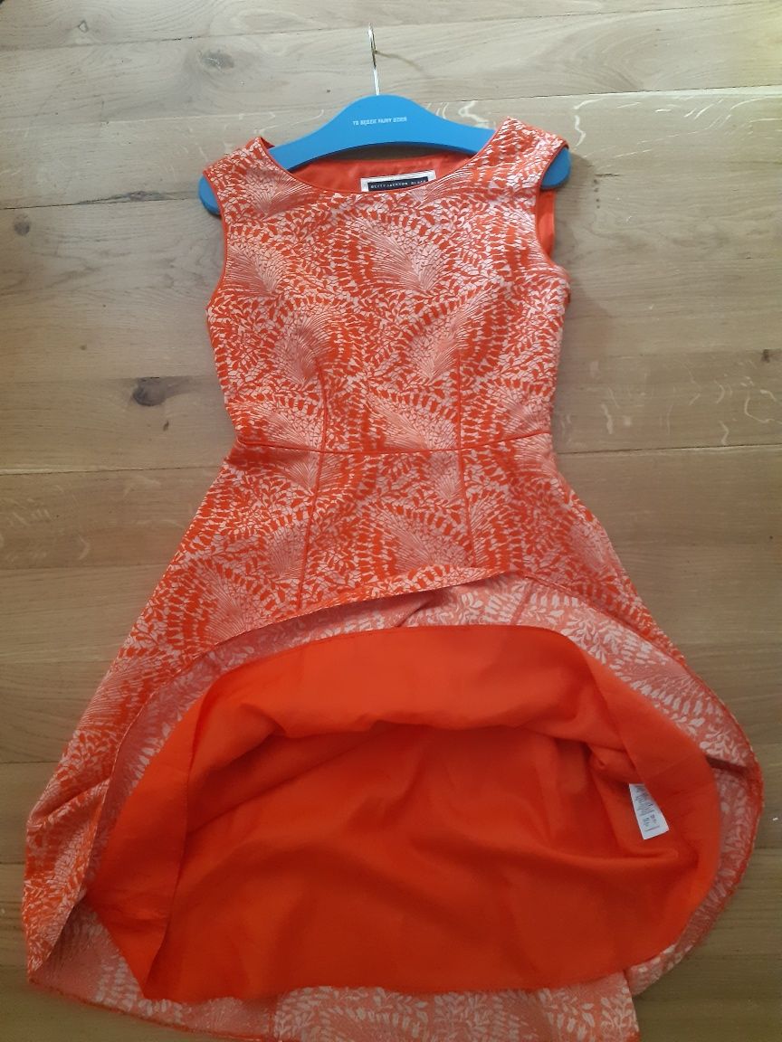 Betty Jackson Black zjawiskowa sukienka orange ażur elegant ideał r 38