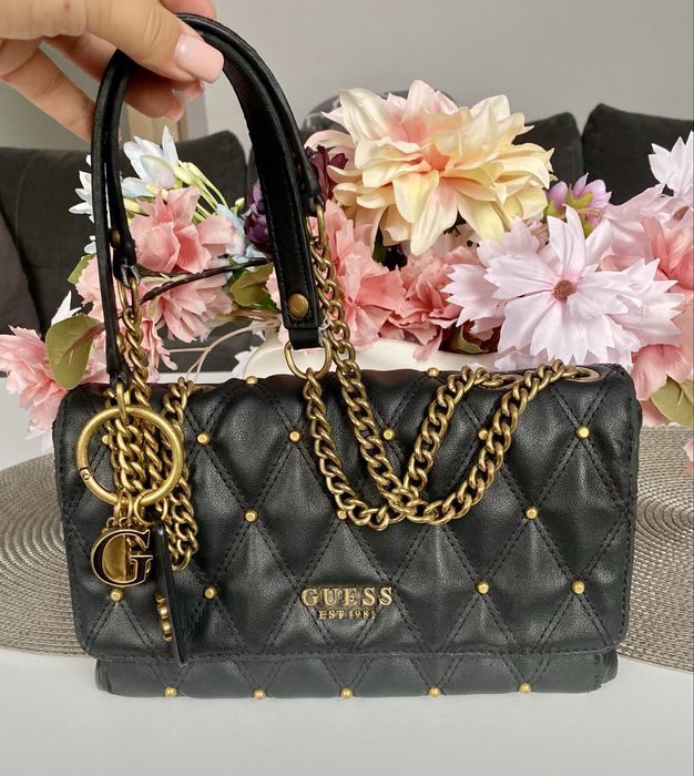Torebka Guess Triana czarna zlote elementy originalna