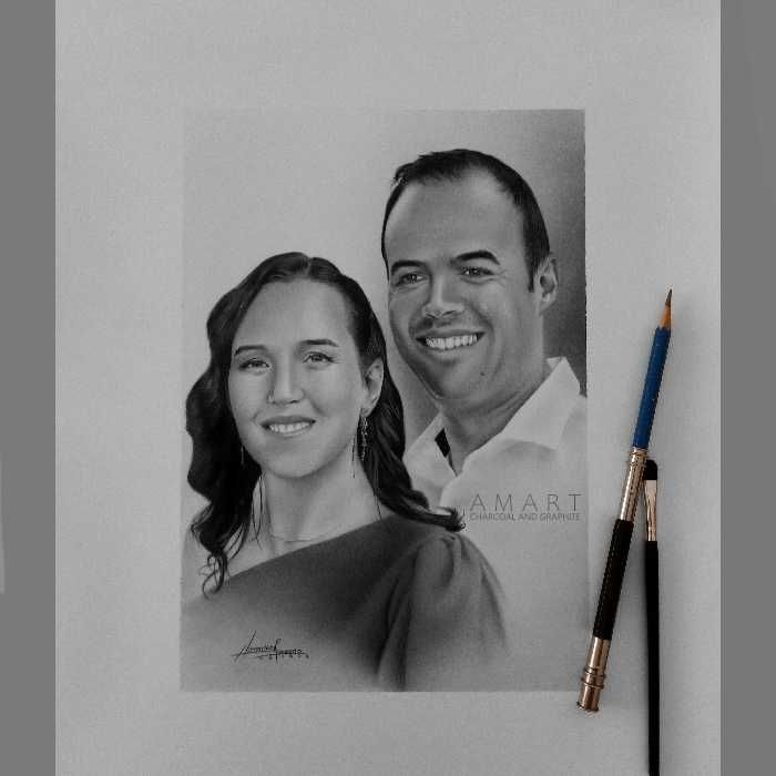 Pintura de Retratos a carvão e grafite