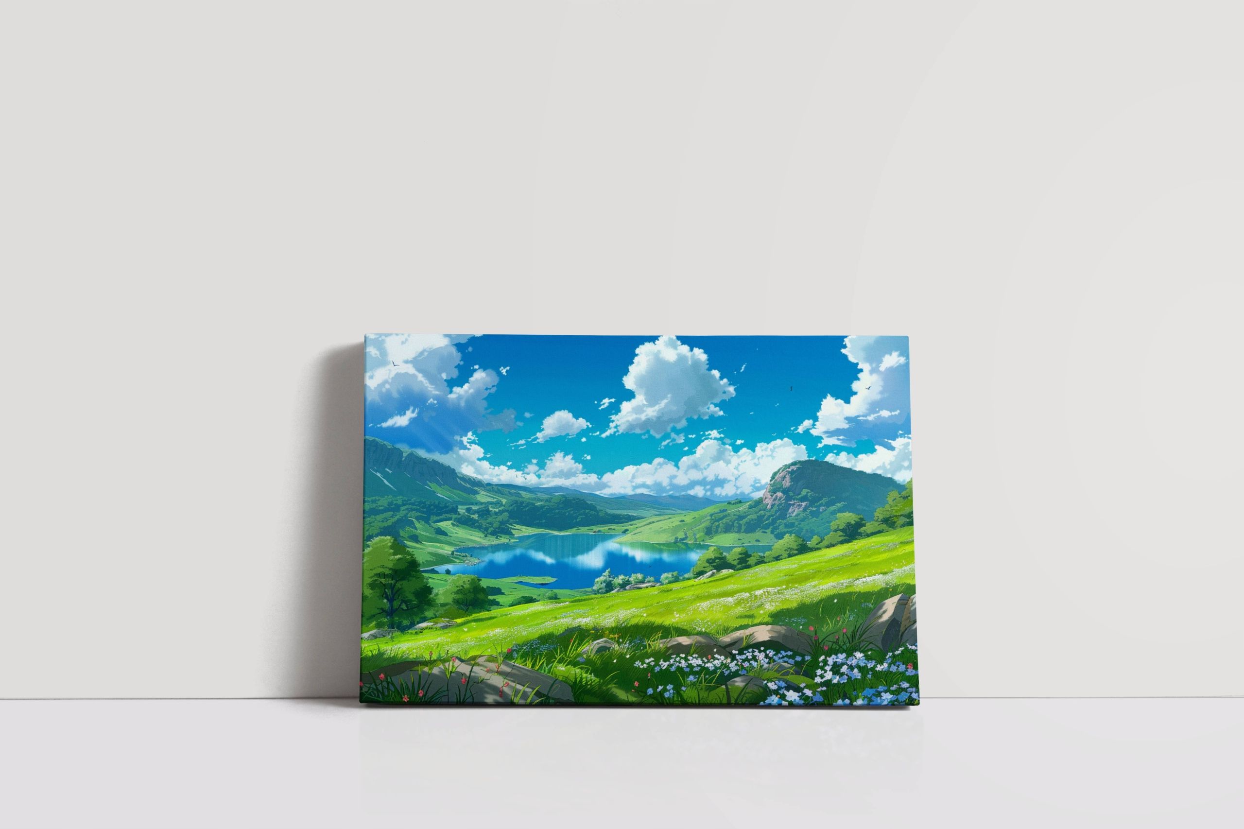 Malowniczy obraz na płótnie "Łąka nad jeziorem" 120x80 cm