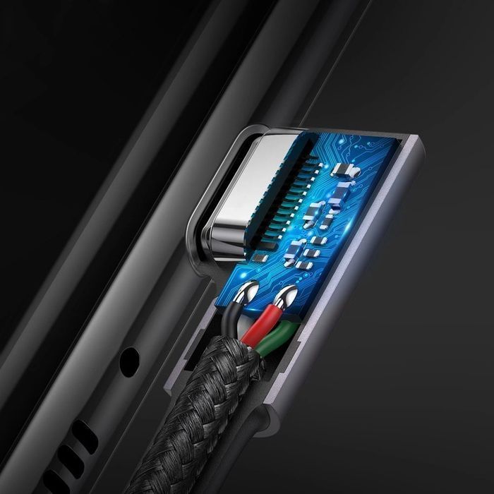 Ugreen kątowy kabel z bocznym wtykiem USB C - USB C PD QC FCP 3A 1m