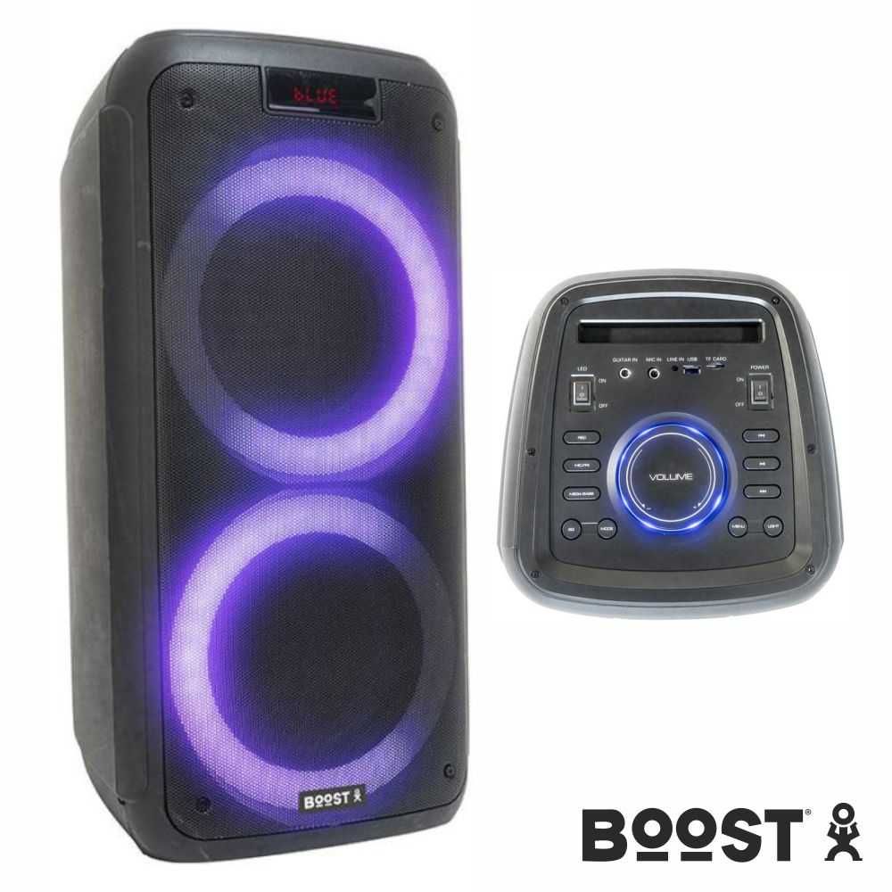 Coluna Amplificada 800W 2x8" RGB Bluetooth TWS BOOST