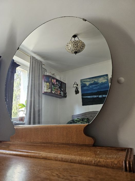 Toaletka Art Deco z lustrem – orzech czeczota, bieliźniarka komoda